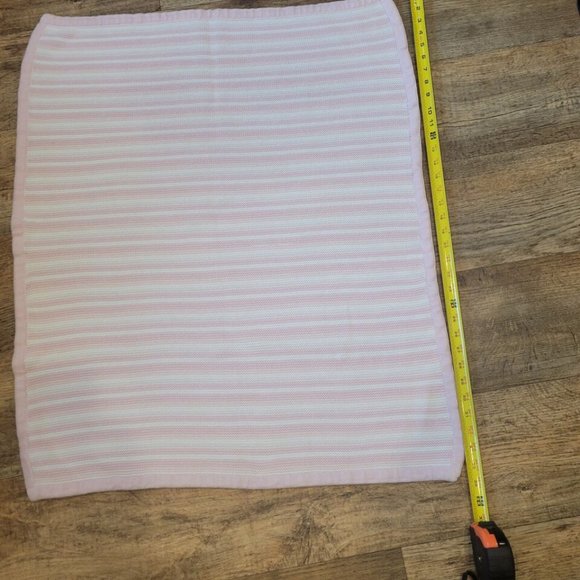 Free Shipping Baby Security Blanket Cotton Pink & White Stripes Sweater Knit - Picture 3 of 5
